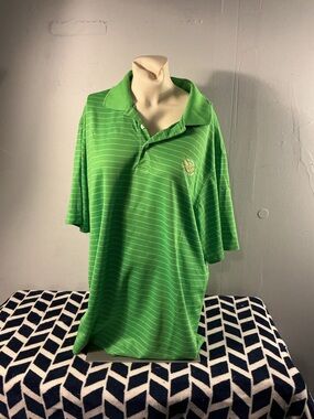 Green Striped Golf Polo with US Open 2012 Embroidery